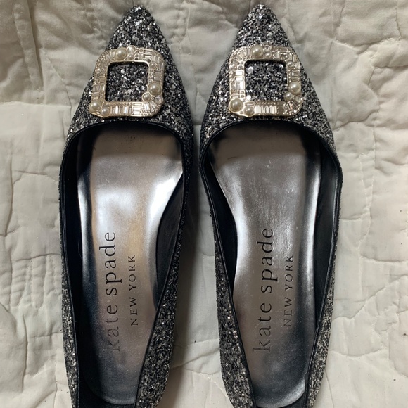 Kate Spade Buckle Up Glitter Flats Size 6.5 - Picture 9 of 10